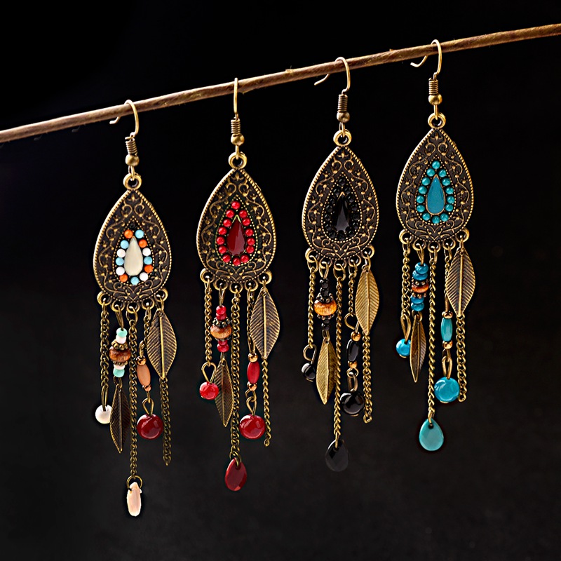 Ethnic Indian Fashion - TopHanqi إمرأة بوهيميا العرقية البرونزية قطرة
