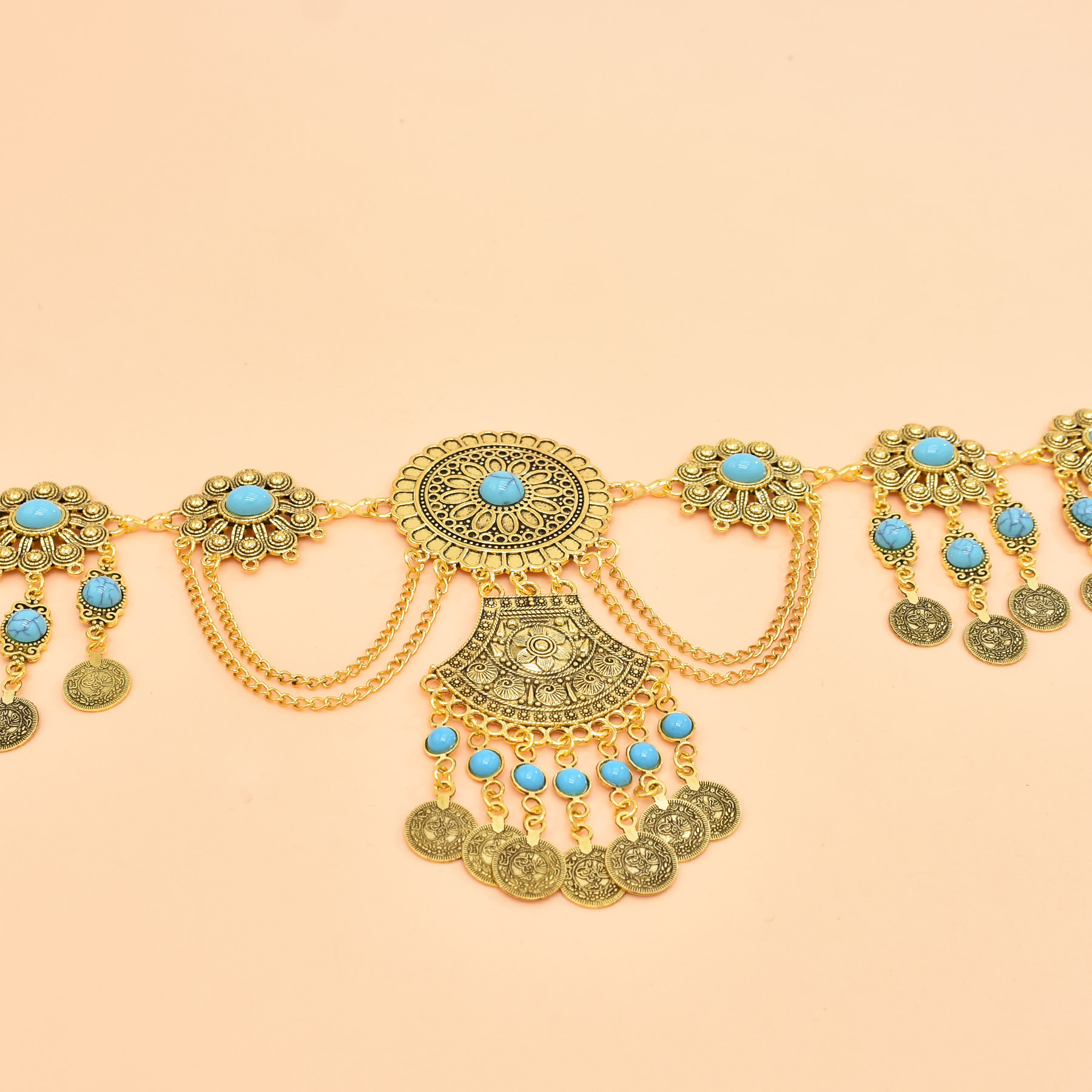 سلسلة خصر هندسية عتيقة ، قلادة - مراجعة Ethnic Indian Fashion وسعره