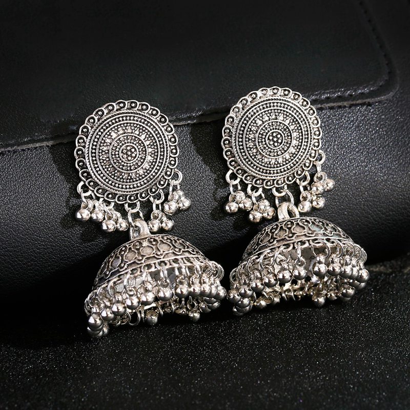 أقراط نسائية عرقية فضية اللون  - مراجعة Ethnic Indian Fashion وسعره