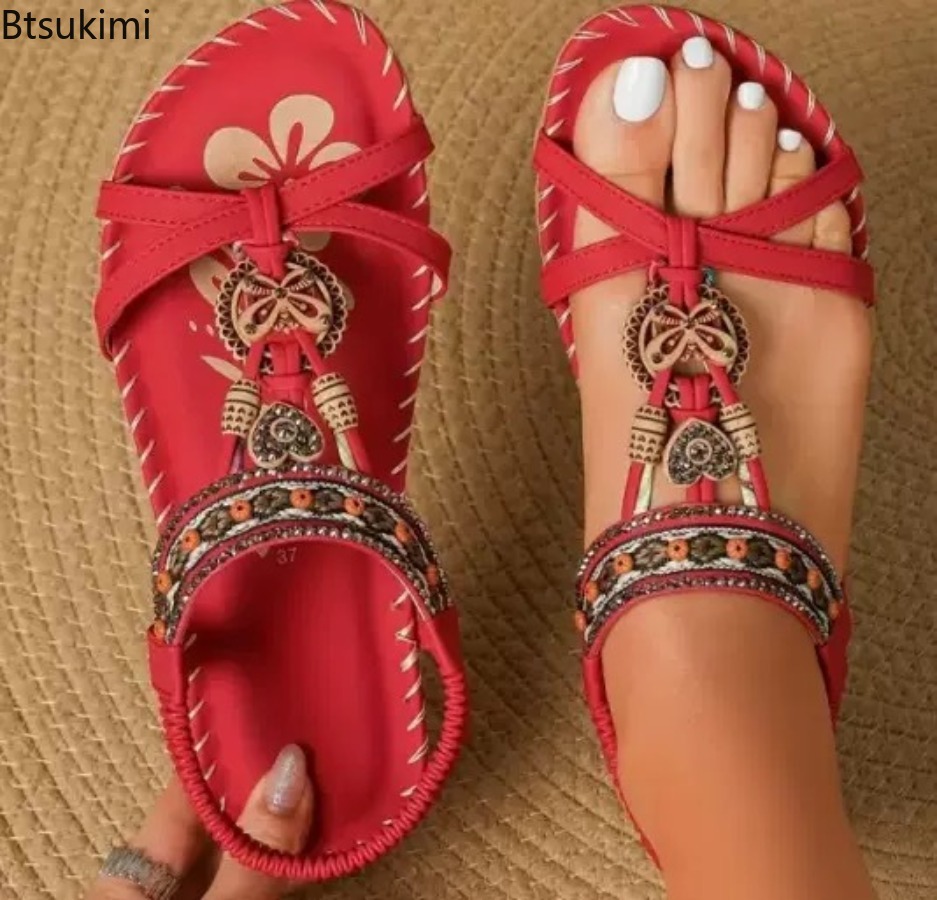 صنادل نسائية بوهيمية للشاطئ وا - مراجعة Ethnic Fashion For Ladies وسعره