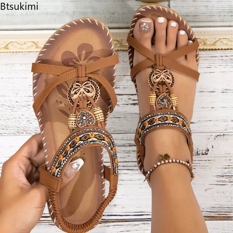 صنادل نسائية بوهيمية للشاطئ وا - مراجعة Ethnic Fashion For Ladies وسعره