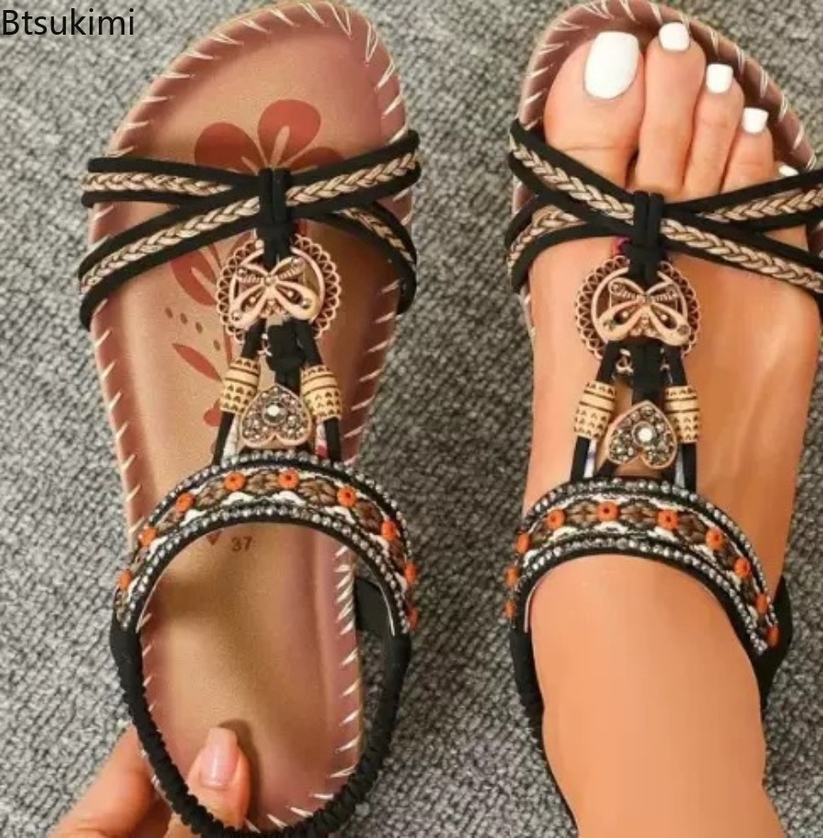 صنادل نسائية بوهيمية للشاطئ وا - مراجعة Ethnic Fashion For Ladies وسعره